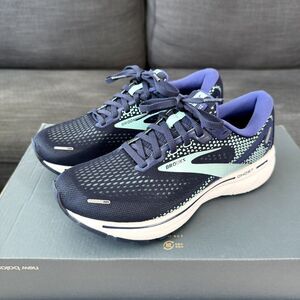 Brooks Ghost 14 Peacoat Yucca Navy Blue Running Shoes Women's Sz 6.5 Worn TWICE